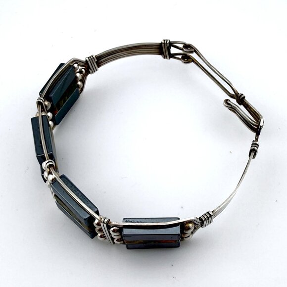 Vintage Sterling Silver Agate and Hematite Bracelet – 7" Artisan Design - Picture 12 of 15